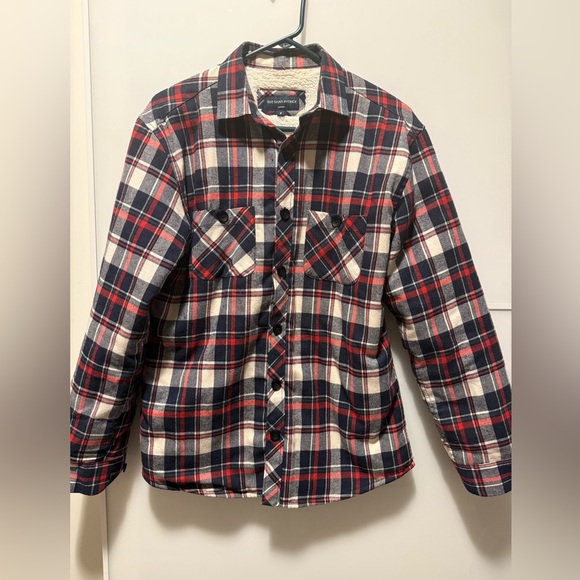 Rue Saint-Patrick Other - Rue- Saint Patrick Men’s Red and Blue Plaid Sherpa-Lined Shirt Jacket